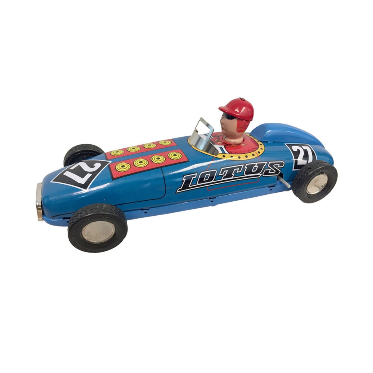 Alexander Taron Holiday Seasonal Decorative Collectible Tin Toy - Large Racer - 3.5"Hx4"Wx10"D